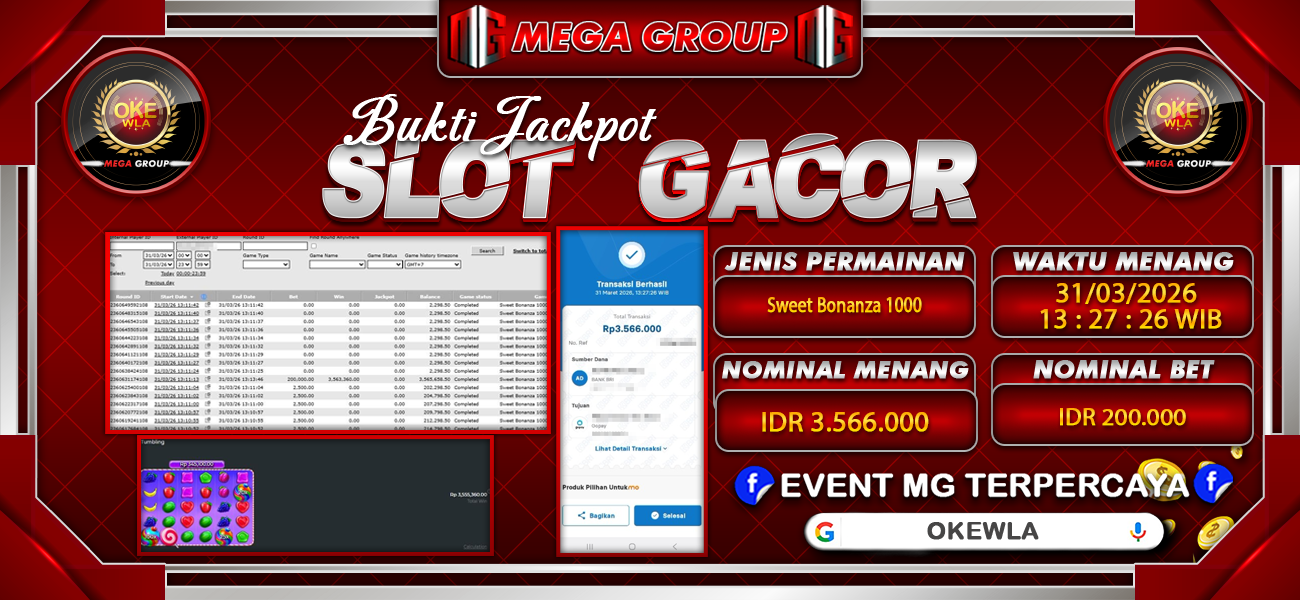 Bukti JP situs Okewla hari Selasa, 31 Maret 2026