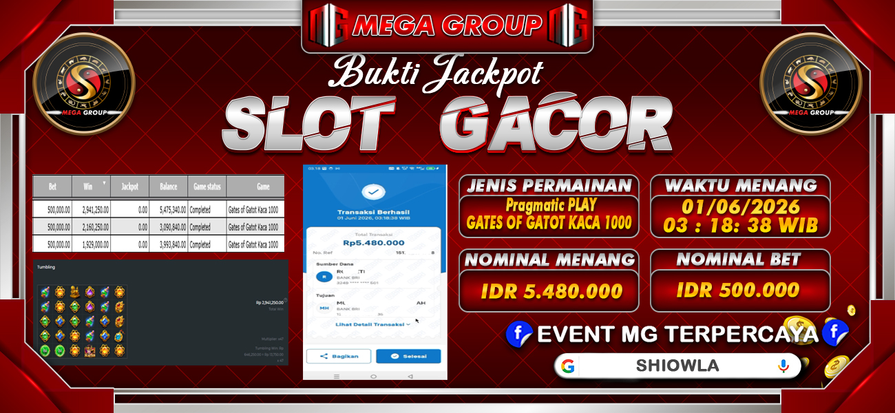 Bukti JP situs Shiowla hari Senin, 01 Juni 2026